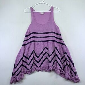 Intimately Free People Mini Dress XS Purple Black Polka Dot Sleeveless Lace